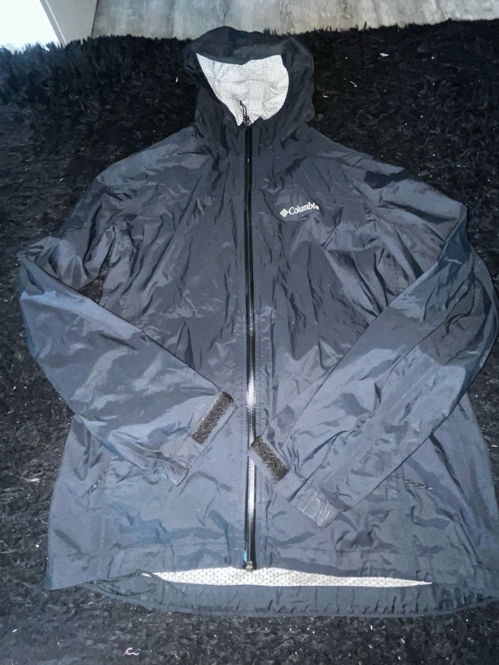 Columbia Men's Black Hooded Rain Jacket-size S